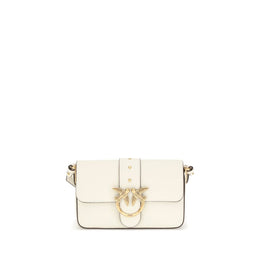 PINKO White Calf Leather Bos Taurus Shoulder Bag