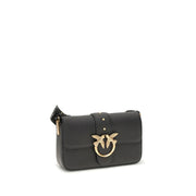 PINKO Black Calf Leather Bos Taurus Shoulder Bag