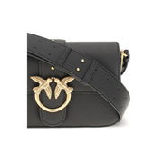 PINKO Black Calf Leather Bos Taurus Shoulder Bag