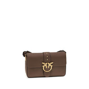 PINKO Brown Calf Leather Bos Taurus Shoulder Bag