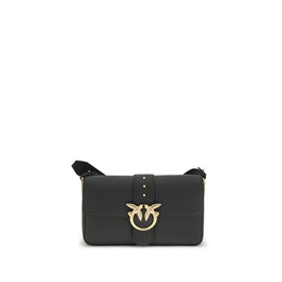 PINKO Black Calf Leather Bos Taurus Shoulder Bag