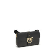 PINKO Black Calf Leather Bos Taurus Shoulder Bag