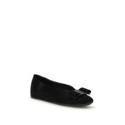 Ferragamo Black Calf Leather Bos Taurus Ballet Flats