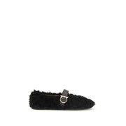 Ferragamo Black Fur Ballet Flats