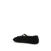 Ferragamo Black Fur Ballet Flats