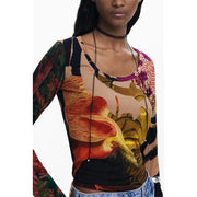 Desigual Brown Elastane T-Shirt