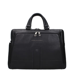 Piquadro Black Leather Business And Laptop Bag