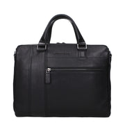 Piquadro Black Leather Business And Laptop Bag