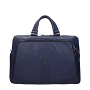 Piquadro Blue Leather Business And Laptop Bag
