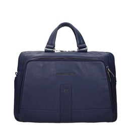 Piquadro Blue Leather Business And Laptop Bag