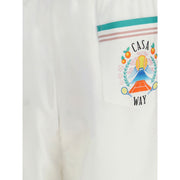 Casablanca White Silk Bermuda Shorts