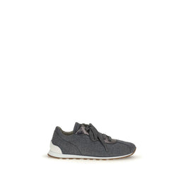 Brunello Cucinelli Gray Fleece Wool Athletic Sneakers