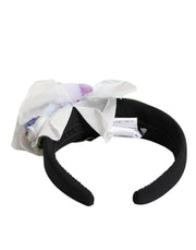 Dolce & Gabbana Black Green Silk Purple White Floral Appliqué Accessory Headband