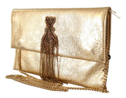 Patrizia Pepe Gold Leather Embellished Shoulder Strap Bag