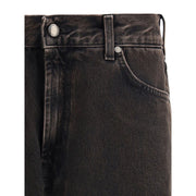 7FOR Black Cotton Straight-Leg Jeans