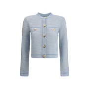 Balmain Light Blue Viscose Cardigan