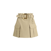 Balmain Beige Cotton Mini Skirt