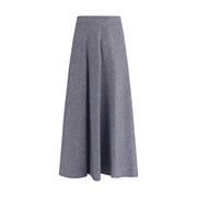 Sara Roka Blue Cotton Midi Skirt