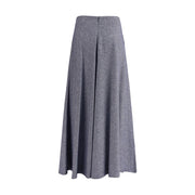 Sara Roka Blue Cotton Midi Skirt