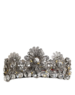Dolce & Gabbana LED Crystal Embellished Silver Floral Filigree Crown Tiara