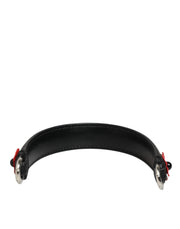 Dolce & Gabbana Black Embellished Leather Bag Handle Women Shoulder Strap