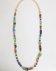 Dolce & Gabbana Multicolor Murano Glass Beads Gold Chain Jewelry Necklace