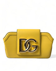 Dolce & Gabbana Yellow Smooth Leather DG Logo Clutch Crossbody Case Bag