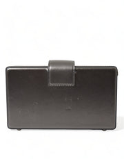 Dolce & Gabbana Steel Gray Leather Box Shape Shoulder Gold DG Logo Plaque Bag