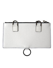 Dolce & Gabbana White Calfskin Leather Large Crossbody Card Holder Wallet