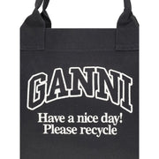 Ganni Black Cotton Shoulder Bag