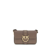 PINKO Brown Calf Leather Bos Taurus Shoulder Bag