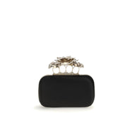 Alexander McQueen Black Silk Clutch Bag