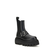 Alexander McQueen Black Calf Leather Bos Taurus Ankle Boots