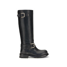 Dolce & Gabbana Black Calf Leather Bos Taurus Lace-Up Boots