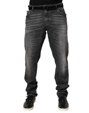 Dolce & Gabbana Black Gray Wash Slim Fit Straight Leg Denim Jeans