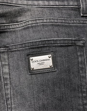 Dolce & Gabbana Black Gray Wash Slim Fit Straight Leg Denim Jeans