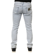 Dolce & Gabbana Light Blue Distressed Slim Fit Ripped Denim Jeans