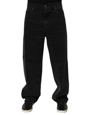 Dolce & Gabbana Black Denim Wide Leg Relaxed Fit Pants Jeans