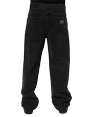 Dolce & Gabbana Black Denim Wide Leg Relaxed Fit Pants Jeans