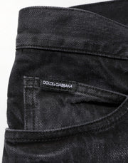 Dolce & Gabbana Black Washed Cotton Skinny Men Denim Jeans