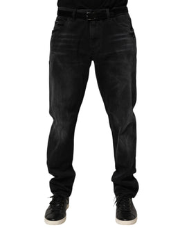 Dolce & Gabbana Black Washed Cotton Skinny Men Denim Jeans