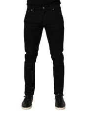 Dolce & Gabbana Black Cotton Blend Skinny Men Trouser Pants