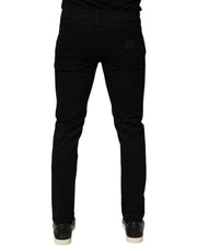 Dolce & Gabbana Black Cotton Blend Skinny Men Trouser Pants