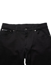 Dolce & Gabbana Black Cotton Blend Skinny Men Trouser Pants