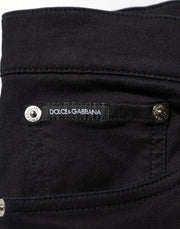 Dolce & Gabbana Black Cotton Blend Skinny Men Trouser Pants