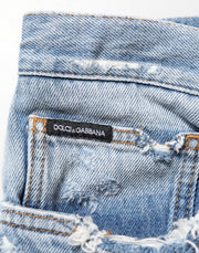 Dolce & Gabbana Blue Distressed Ripped Denim Pants Jeans