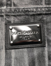 Dolce & Gabbana Black Grey Graphic Print Denim Pants Jeans