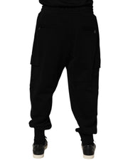 Dolce & Gabbana Black Cotton Blend Cargo Joggers Drawstring Pants