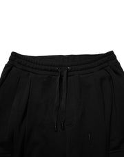 Dolce & Gabbana Black Cotton Blend Cargo Joggers Drawstring Pants