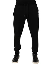 Dolce & Gabbana Black Cotton DG Logo Men Jogger Pants